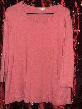 Talbots Heathered Rose Scoop-Neck 3/4 Sleeve Top